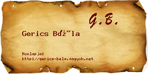Gerics Béla névjegykártya